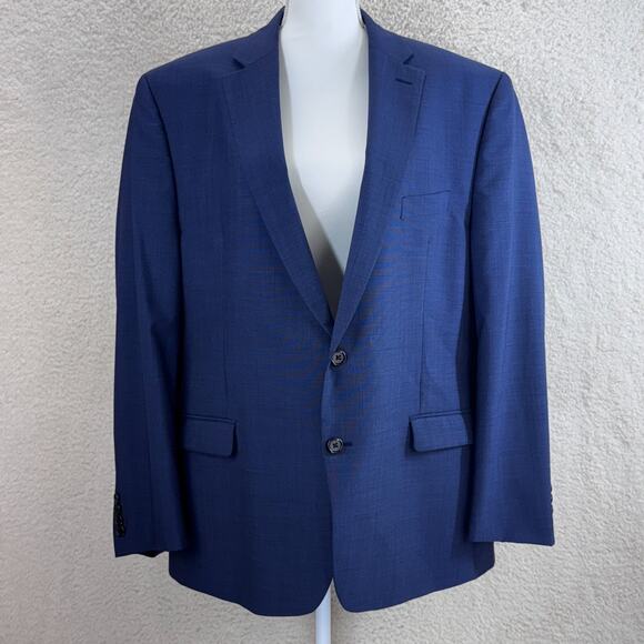 Lauren Ralph Lauren Men 46R Navy Blue Sport Coat Blazer Two Button Wool Stretch - Picture 1 of 13